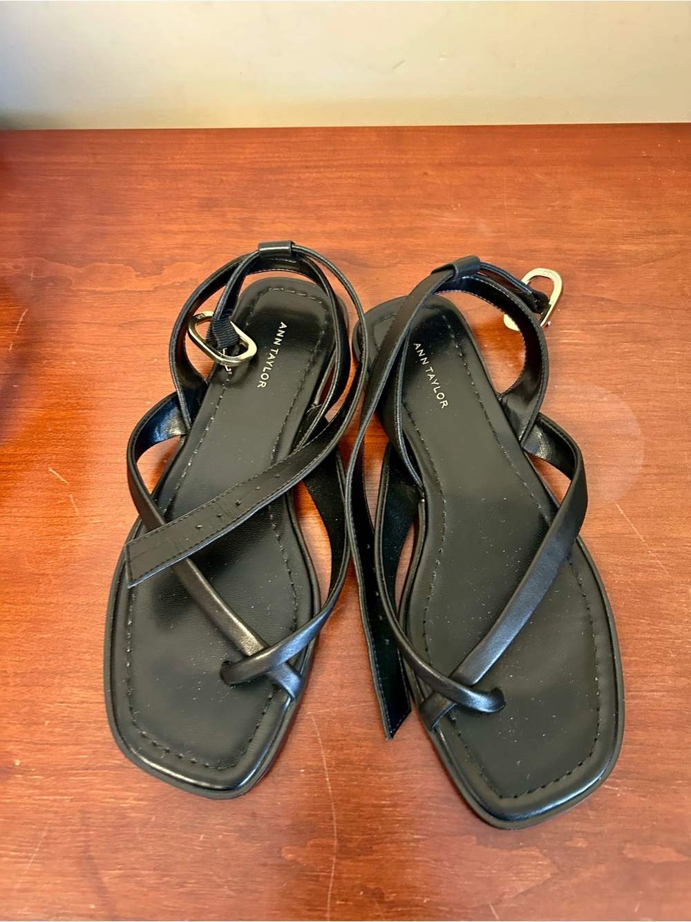 Taylor Black Strappy Square-Toe Sandals